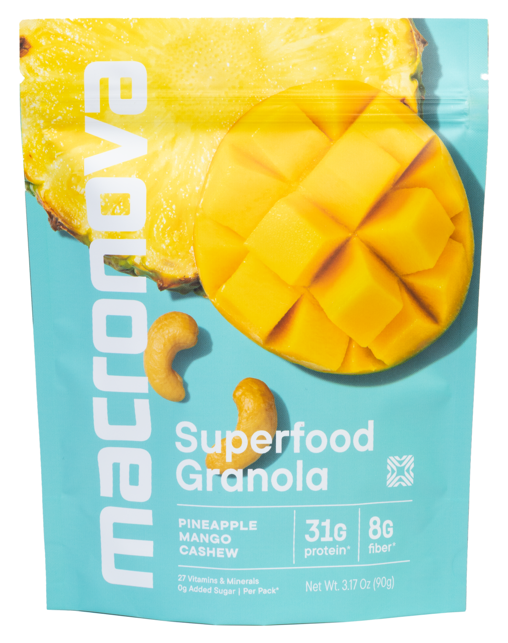 Macronova Pineapple Mango Cashew pouch, front of pack