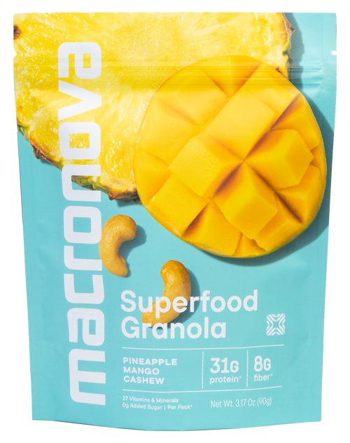 Macronova Pineapple Mango Cashew pouch, front of pack