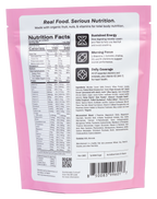 Macronova Strawberry Almond Chocolate pouch, back of pack